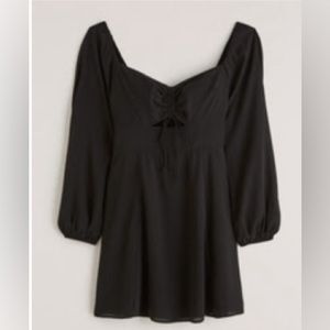 Abercrombie & Fitch Long-Sleeve Black Cinch-Front Cutout Mini Dress NWT